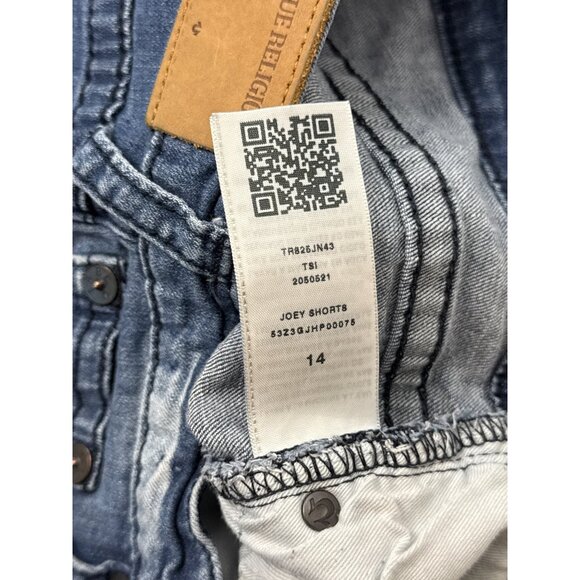 True Religion Girls Sz 14 Joey Shorts Denim Distressed Embroidered Jean Kids - Picture 4 of 16